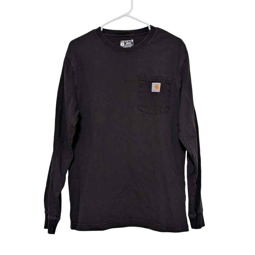 Carhartt Loose Fit Black Long Sleeve Pocket T Shirt Mens Size S